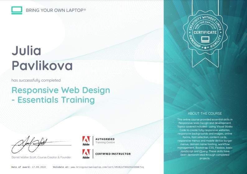 BYOL Responsive Web Design Certificate